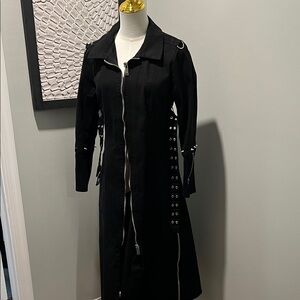Widow Punk Elegant Black Trench Coat